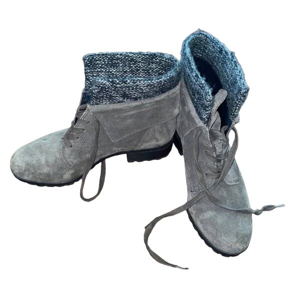 Lucky Brand Heylie Suede fabric Foldover Lace two-way Boots NWOTs size 9 - Picture 1 of 7